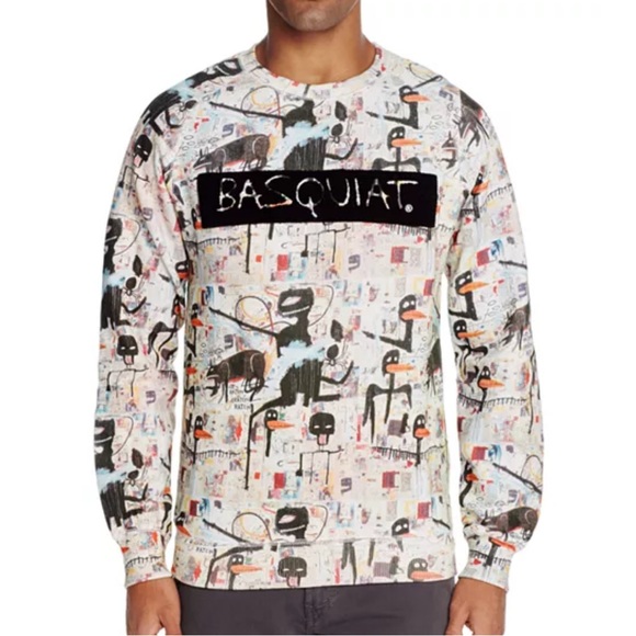 Eleven Paris | Basquiat Flocked Graphic Sweatshirt Mens S Crew All Over Print - Picture 1 of 5